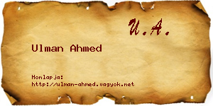 Ulman Ahmed névjegykártya